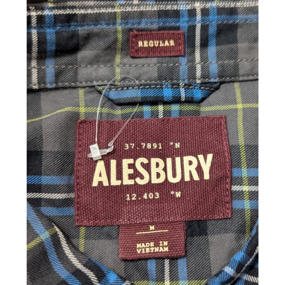 New Alesbury sz M regular Plaid Shirt gray multi color print ls bts 0440 - Picture 5 of 6